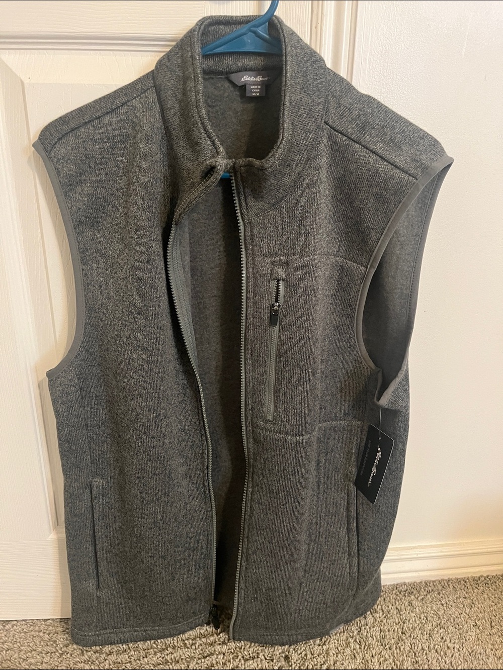 Eddie Bauer Men's Heather Gray Full-Zip Fleece Vest